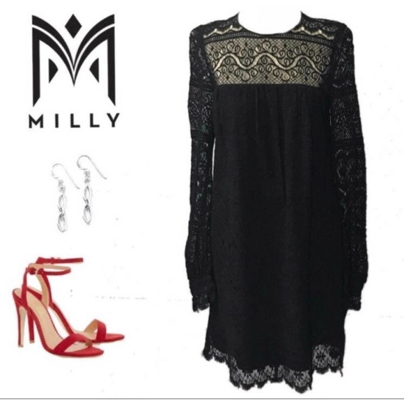 Milly of New York Black Lace Dress Sz. 2 - Picture 1 of 5